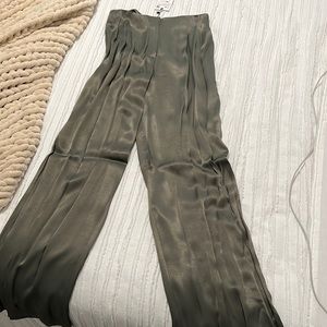 Zara green silk trousers